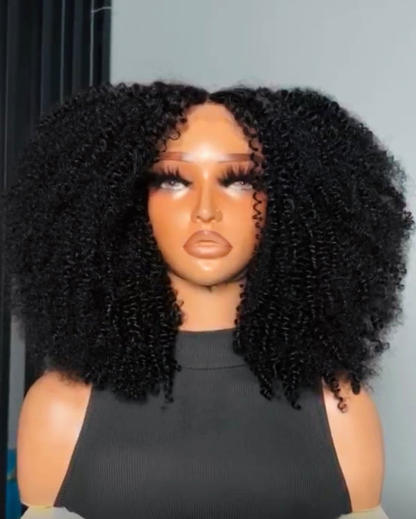 Raw 4C Afro Kinky Chinese Human Hair Wig – 12 Inches