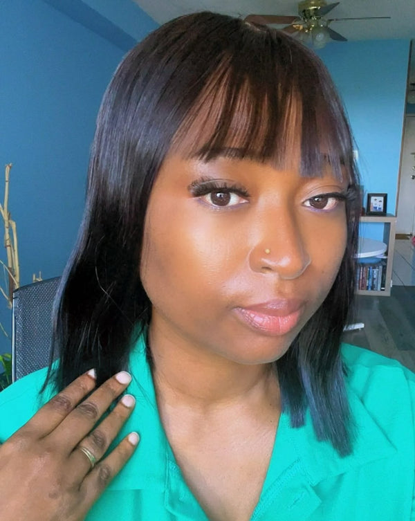 SDD Vietnamese Bone Straight Fringe Wig – 12 Inches